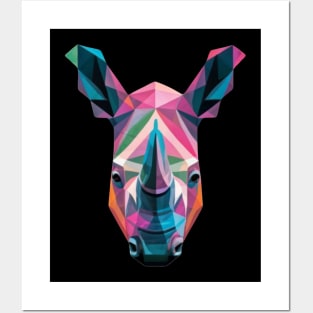 Geometric Rhino Rhinoceros Animal Lover Geometry Design Posters and Art